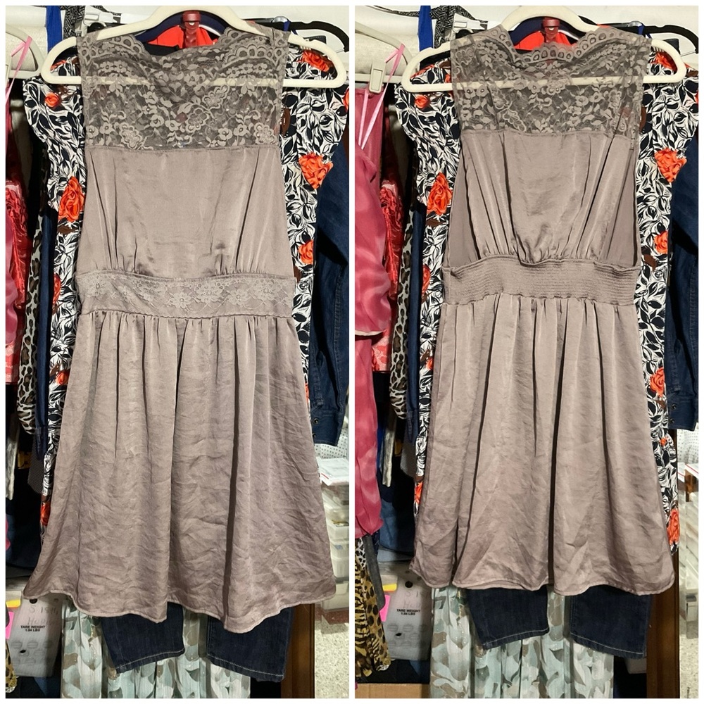 Free People “Tea for Two” Lac Dress in Light Mauve Grey - Picture 3 of 6